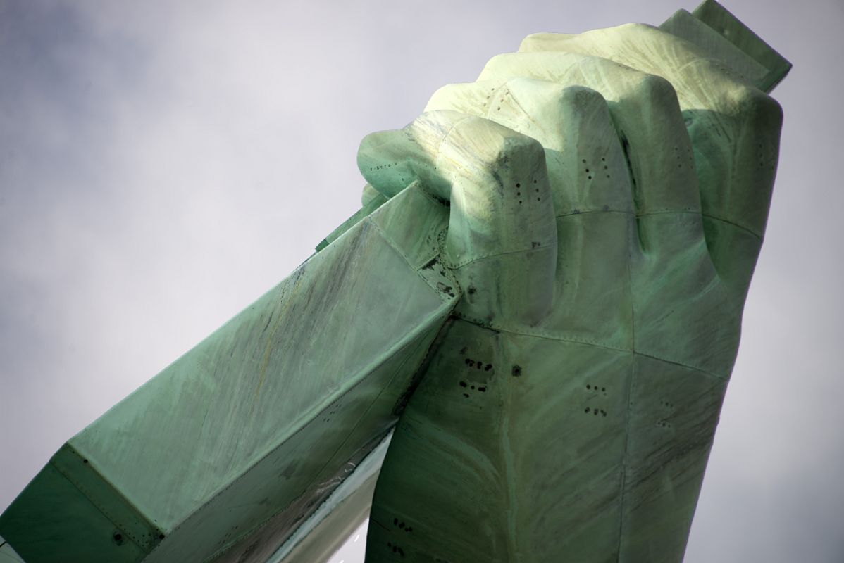 07-06 Statue Of Liberty Hand Holding The Book Close Up From Pedestal Directly Below